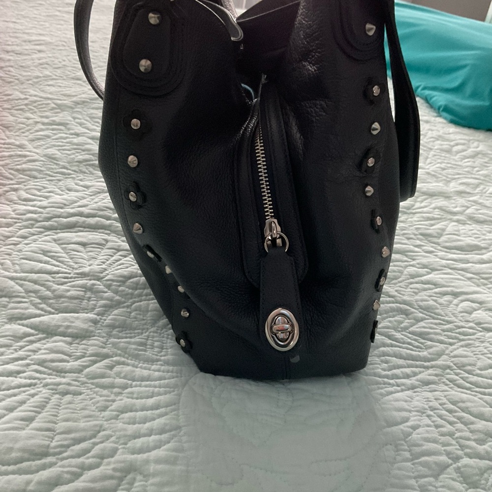 Coach Navy Leather Tote Bag - Picture 2 of 5